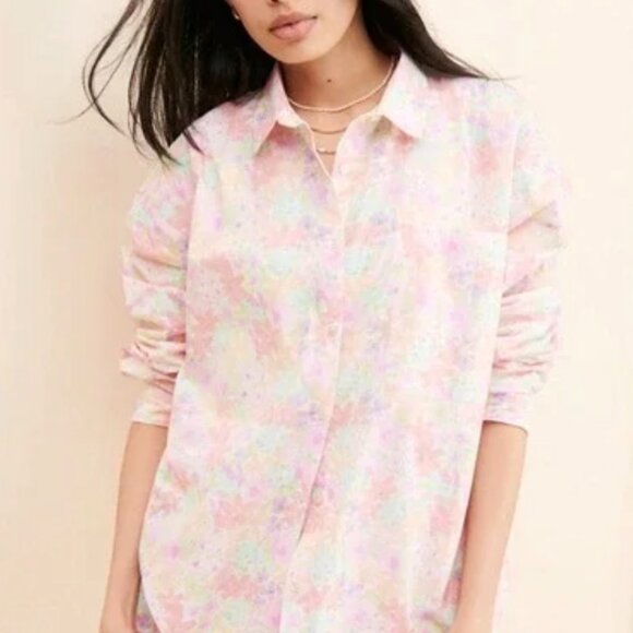 NWT For Love & Lemons Kennedy Floral Poplin Oversized Button Down Sz Small $138 - Picture 4 of 14